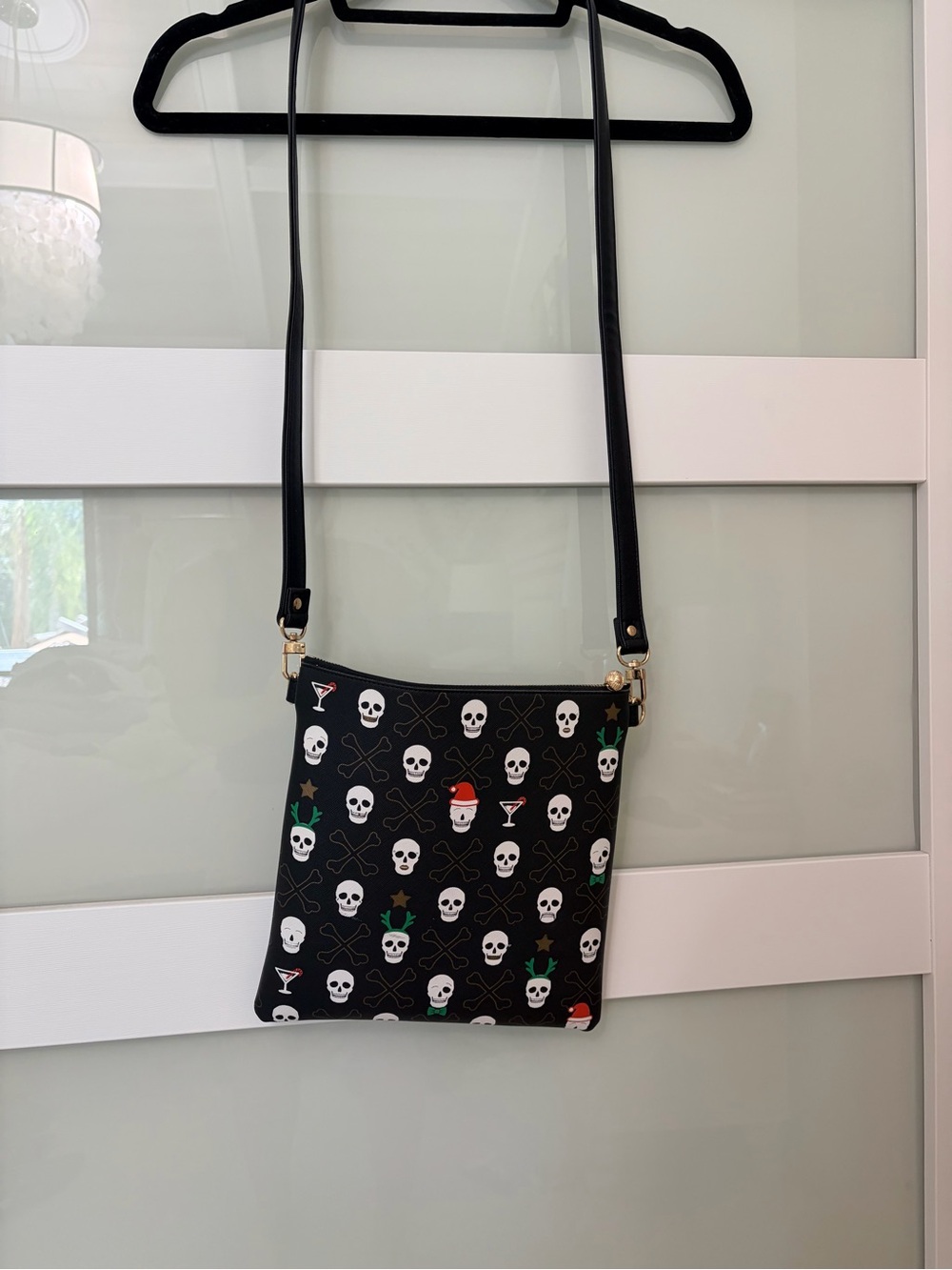 Black Skull Print Crossbody Bag Holly Skulls